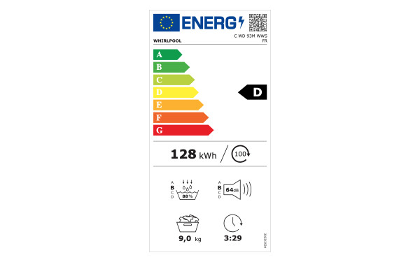 WHIRLPOOL CWD93MWWSFR - &Eacute;tiquette &eacute;nergie v2