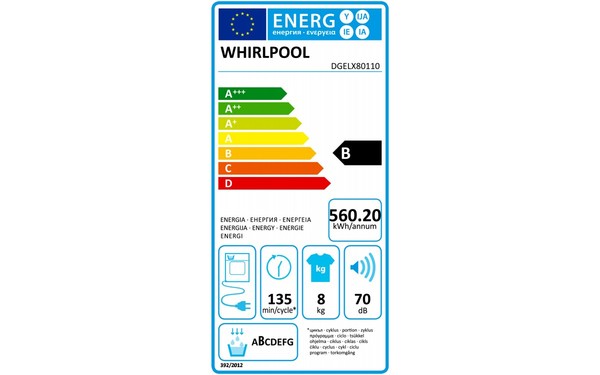 WHIRLPOOL DGELX80110 - &Eacute;tiquette &eacute;nergie