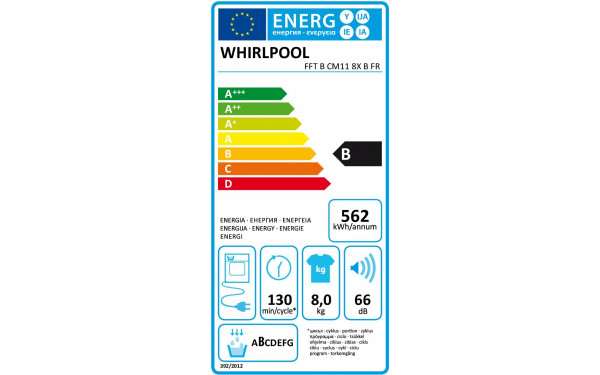 WHIRLPOOL FFTBCM118XBFR - &Eacute;tiquette &eacute;nergie