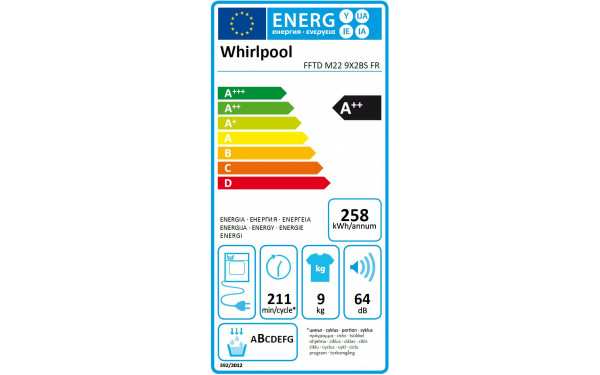 WHIRLPOOL FFTDM229X2BSFR - &Eacute;tiquette &eacute;nergie