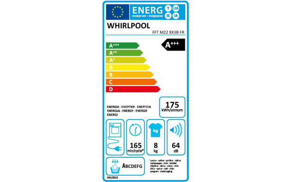 WHIRLPOOL FFTM228X3BFR - &Eacute;tiquette &eacute;nergie