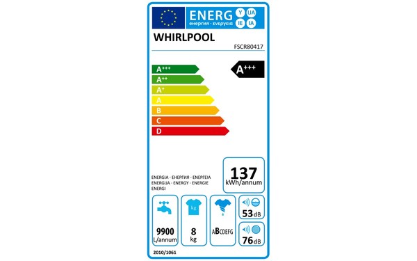 WHIRLPOOL FSCR80417 - &Eacute;tiquette &eacute;nergie