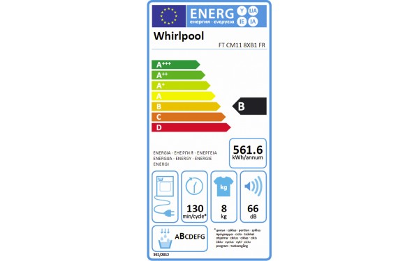 WHIRLPOOL FTCM118XB1FR - &Eacute;tiquette &eacute;nergie