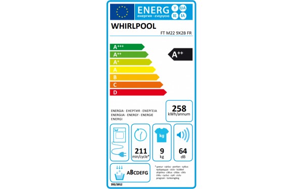 WHIRLPOOL FTM229X2BFR - &Eacute;tiquette &eacute;nergie