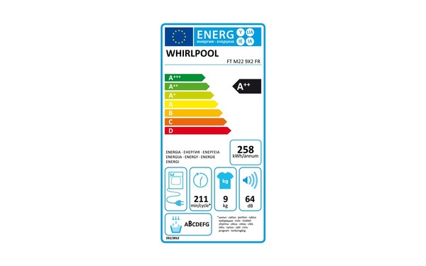 WHIRLPOOL FTM229X2FR - &Eacute;tiquette &eacute;nergie