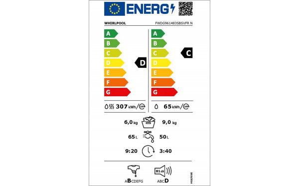 WHIRLPOOL FWDG961483SBSVFRN - &Eacute;tiquette &eacute;nergie v2