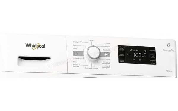WHIRLPOOL FWDG97168WSFR - Panneau de commandes (cr&eacute;dit : Boulanger)
