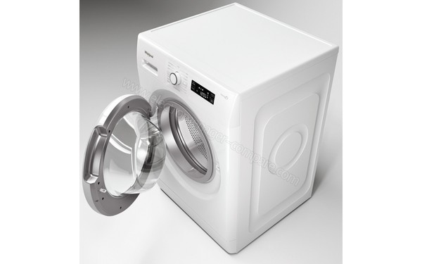 WHIRLPOOL FWFP 81484 W FR - Vue 3/4 droite hublot ouvert (cr&eacute;dit : Boulanger)