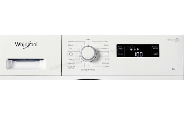 WHIRLPOOL FWSF61252WFR - Panneau de commandes (cr&eacute;dit : Boulanger)