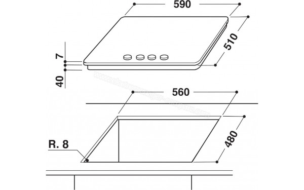WHIRLPOOL GMR 6422/IXL - Dimensions