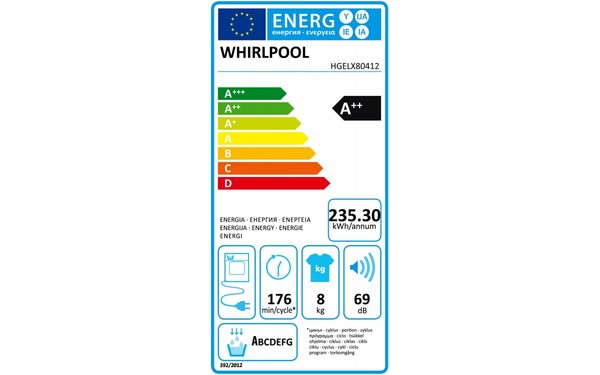 WHIRLPOOL HGELX80412 - &Eacute;tiquette &eacute;nergie