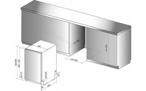 HOTPOINT HSIO3O23WFE - Sch&eacute;ma de l'encastrement