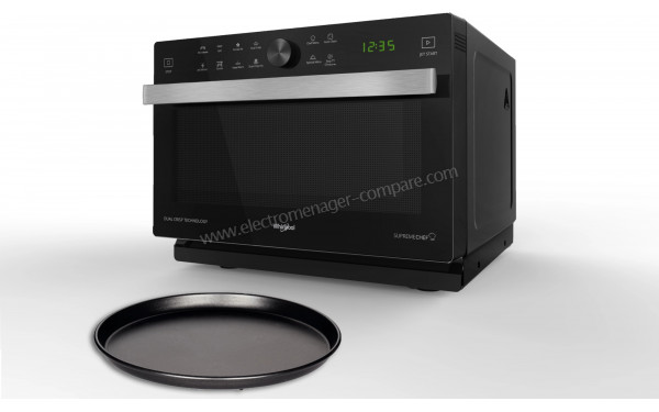 WHIRLPOOL MWSC833B - Vue 3/4 droite avec plateau