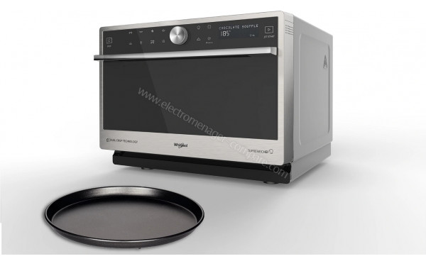 WHIRLPOOL MWSC9133SX - Vue 3/4 droite avec plateau