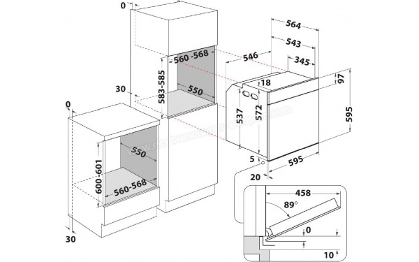 WHIRLPOOL OAKZ9 6180 HM WH - Dimensions
