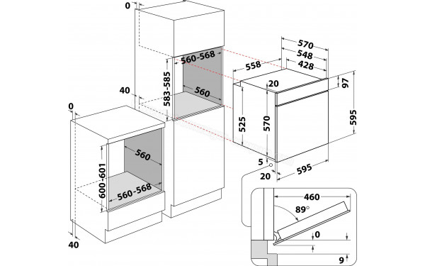 WHIRLPOOL OMR553RR0X - Dimensions (cr&eacute;dit : Boulanger)