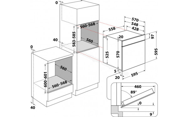 WHIRLPOOL OMSK58RU1SB - Dimensions