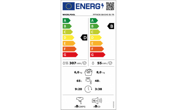 WHIRLPOOL PFFWDB864349BVFR - &Eacute;tiquette &eacute;nergie v2