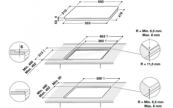WHIRLPOOL SMP 658C/BT/IXL - Dimensions