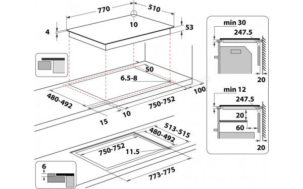 WHIRLPOOL SMP 778/C/NE/IXL - Dimensions