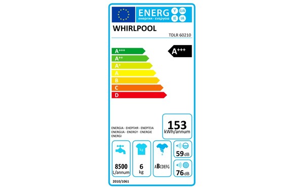 WHIRLPOOL TDLR60210 - &Eacute;tiquette &eacute;nergie