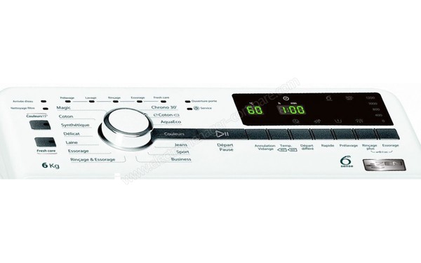 WHIRLPOOL TDLR 60230 - Panneau de commandes (cr&eacute;dit : Boulanger)