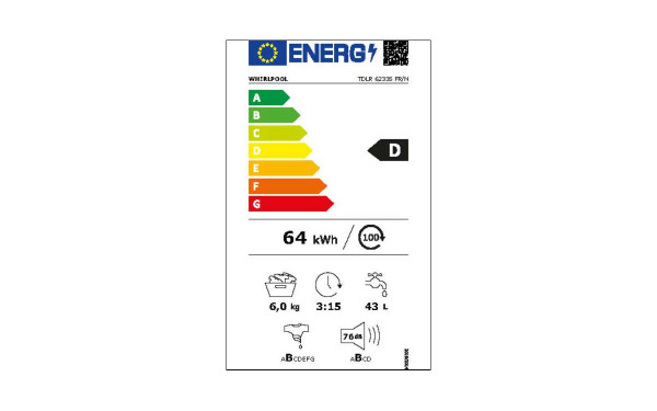 WHIRLPOOL TDLR6233SFR/N - &Eacute;tiquette &eacute;nergie v2