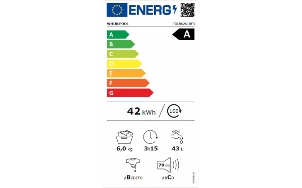 WHIRLPOOL TDLR6261BFR - &Eacute;tiquette &eacute;nergie v2