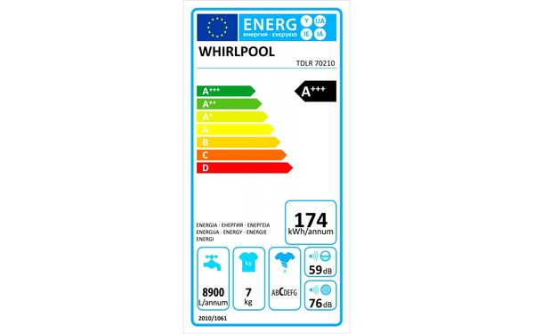 WHIRLPOOL TDLR 70210 - &Eacute;tiquette &eacute;nergie