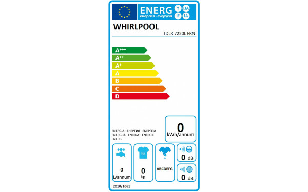WHIRLPOOL TDLR7220LFRN - &Eacute;tiquette &eacute;nergie
