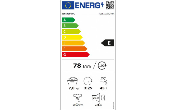 WHIRLPOOL TDLR7220LFRN - &Eacute;tiquette &eacute;nergie v2