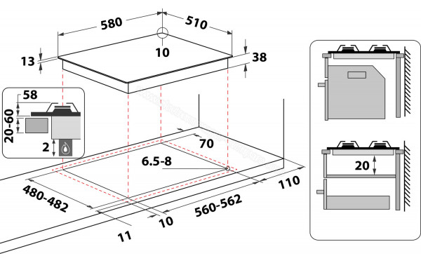 WHIRLPOOL TGML 650 IX - Dimensions