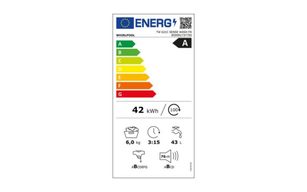 WHIRLPOOL TW621CSENSEWASHFR - &Eacute;tiquette &eacute;nergie v2