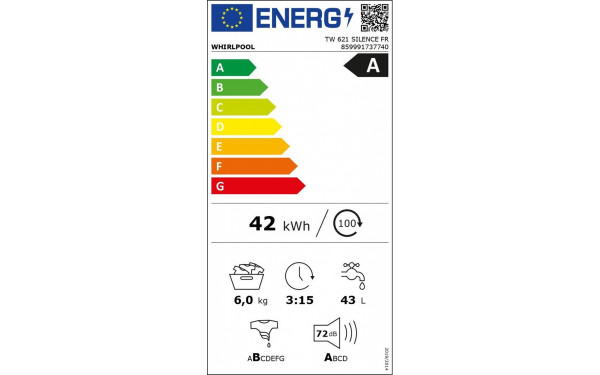 WHIRLPOOL TW621SILENCEFR - &Eacute;tiquette &eacute;nergie v2