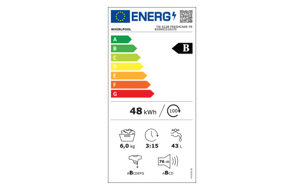 WHIRLPOOL TW622BFRESHCAREFR - &Eacute;tiquette &eacute;nergie v2