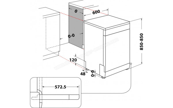 WHIRLPOOL W0FD661AX - Dimensions