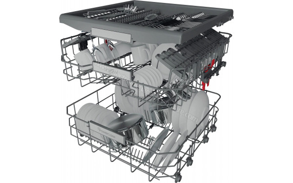 WHIRLPOOL W0ID561S - Vue du panier inf&eacute;rieur, sup&eacute;rieur et tiroir sup&eacute;rieur