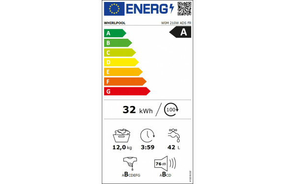 WHIRLPOOL W0M210WADSFR - &Eacute;tiquette &eacute;nergie v2