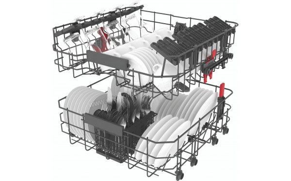 WHIRLPOOL W3FD634X - Vue du panier inf&eacute;rieur et sup&eacute;rieur