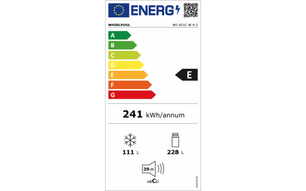 WHIRLPOOL W5821CWH2 - &Eacute;tiquette &eacute;nergie v2