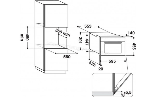 WHIRLPOOL W6 MW461 - Dimensions