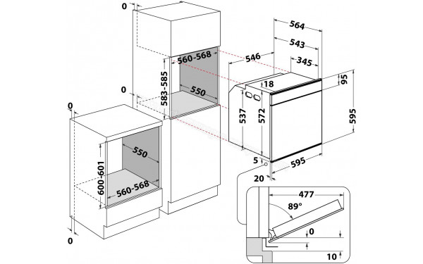 WHIRLPOOL W6 OM34 PS1P - Dimensions