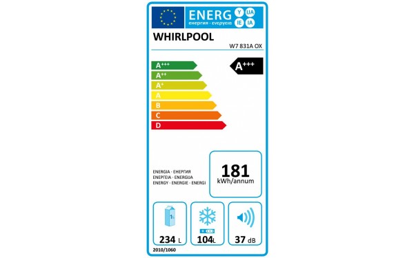 WHIRLPOOL W7831AOX - &Eacute;tiquette &eacute;nergie