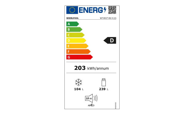 WHIRLPOOL W7831TKSH - &Eacute;tiquette &eacute;nergie v2