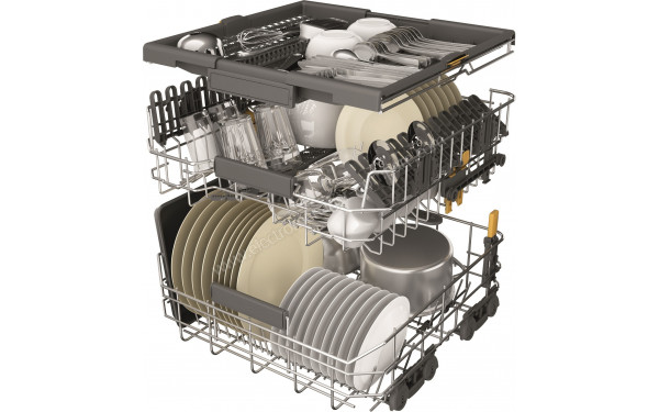 WHIRLPOOL W7FHS31S - Vue du panier inf&eacute;rieur, sup&eacute;rieur et tiroir sup&eacute;rieur