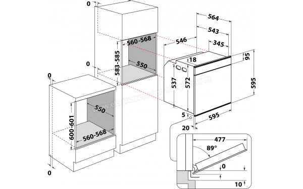 WHIRLPOOL W7 OM4 4PS1 P - Dimensions