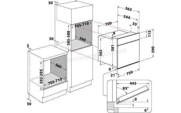 WHIRLPOOL W7 OM75 - Dimensions
