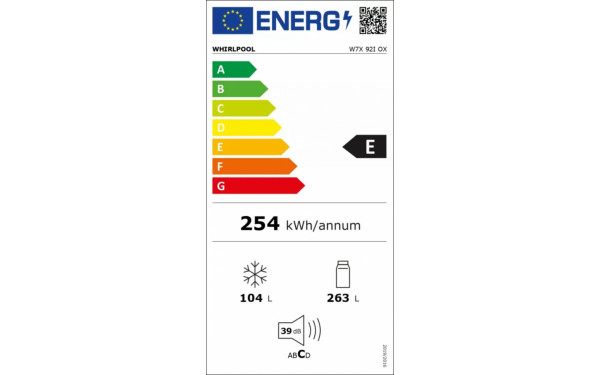 WHIRLPOOL W7X92IOX - &Eacute;tiquette &eacute;nergie v2