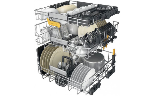 WHIRLPOOL W8IHP42LSC - Vue du panier inf&eacute;rieur, sup&eacute;rieur et tiroir sup&eacute;rieur