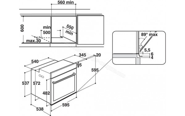 WHIRLPOOL W9I OM2 4S1 H - Dimensions
